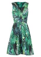 Dorothy Perkins *tenki Green Tropical Print Dress