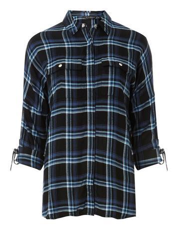 Dorothy Perkins Blue Longline Check Shirt