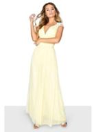 Dorothy Perkins *little Mistress Lemon Mesh Plunge Neck Maxi Dress