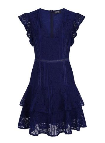 Girls On Film *girls On Film Navy Frill Lace Dress