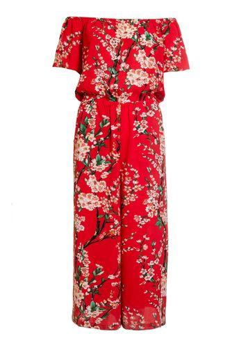 Dorothy Perkins *quiz Red Floral Culottes Jumpsuit