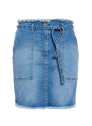 *quiz Blue Stretch Paperbag Mini Skirt