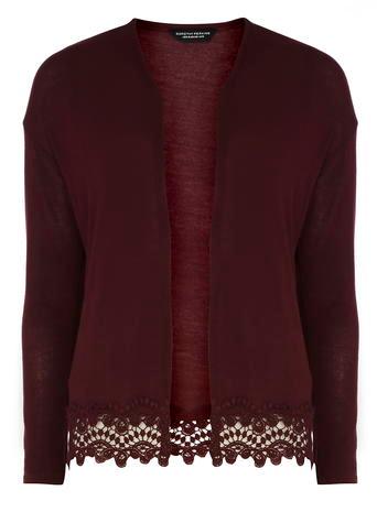 Dorothy Perkins Raisin Lace Trim Cardigan