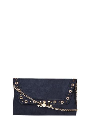 Dorothy Perkins Navy Pearl Eyelet Clutch