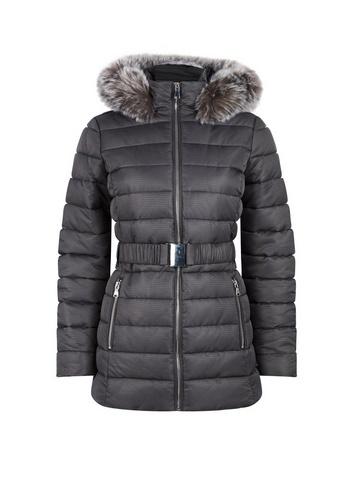 Dorothy Perkins Charcoal Jaquard Short Padded Coat