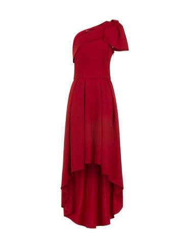 Dorothy Perkins *chi Chi London Red Bow Detail Dip Hem Maxi Dress