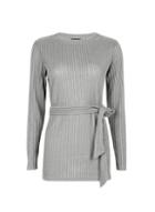 Dorothy Perkins Grey Brushed Belted Tunic Top