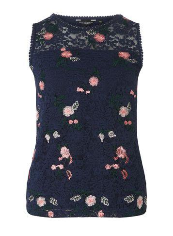 Dorothy Perkins Navy Embroidered Lace Shell Top