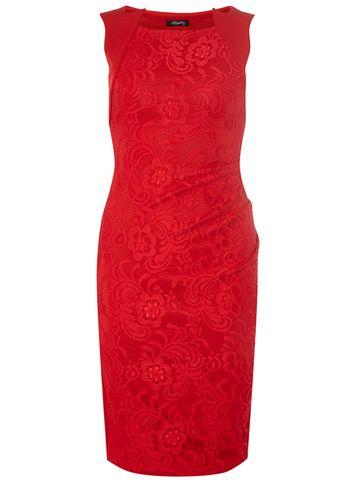 Dorothy Perkins *feverfish Red Lace Pleated Dress