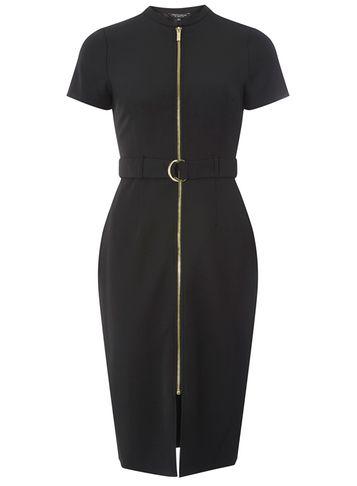 Dorothy Perkins Black Zip Front Pencil Dress