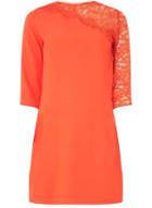 Dorothy Perkins Coral Asymmetric Lace Sleeve Shift Dress