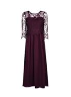 *showcase Petite Mulberry Lace Long Sleeve Bodice Maxi Dress