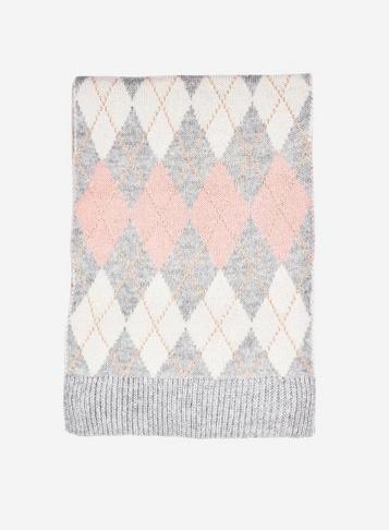 Dorothy Perkins Grey And Pink Argyle Scarf