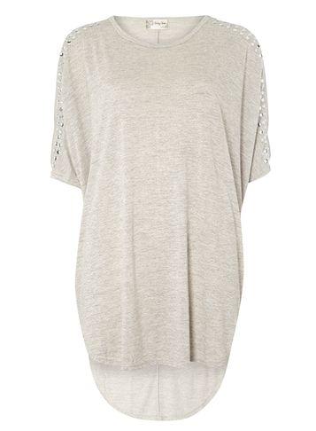 Dorothy Perkins *voulez Vous Grey Stud Shoulder Top