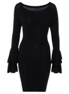Dorothy Perkins *quiz Black Frill Sleeve Bodycon Dress
