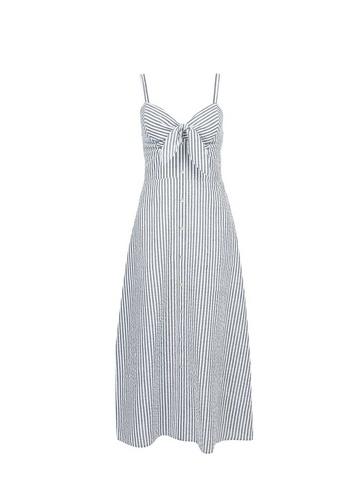 Dorothy Perkins White Stripe Print Tie Front Camisole Dress
