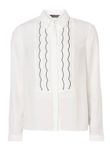 Dorothy Perkins Ivory Scallop Edge Shirt