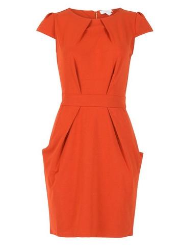 Dorothy Perkins *blue Vanilla Rust Pleat Detail Tulip Dress