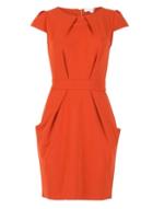 Dorothy Perkins *blue Vanilla Rust Pleat Detail Tulip Dress