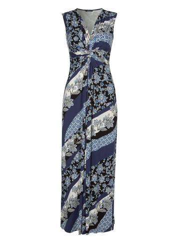 Dorothy Perkins *roman Originals Blue Patchwork Print Maxi Dress