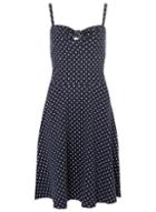 Dorothy Perkins *tall Navy Spotted Tie Front Camisole Dres
