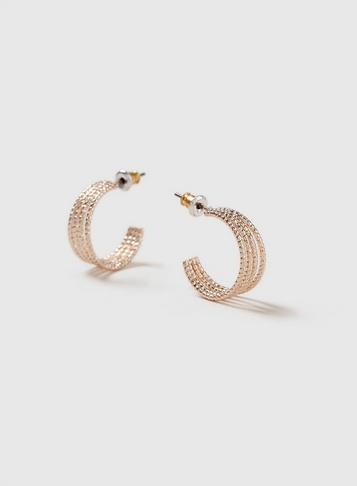 Dorothy Perkins Rose Gold Diamond Cut Earrings