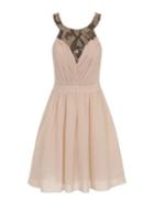 Dorothy Perkins *little Mistress Beige Sequin Prom Dress