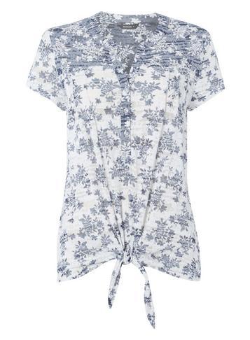Dorothy Perkins *roman Originals Navy Tie Front Burnout Shirt