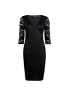 Dorothy Perkins *black Lace Wrap Bodycon Dress