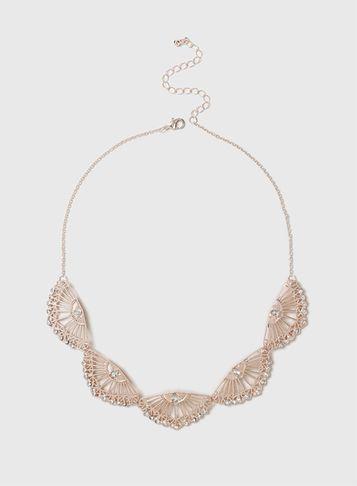 Dorothy Perkins Rose Gold Crystal Collar Necklace