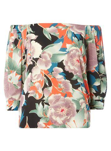 Dorothy Perkins Orange Oriental Print Bardot Top