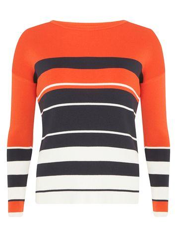 Dorothy Perkins Orange And Navy Stripe Jumper