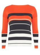 Dorothy Perkins Orange And Navy Stripe Jumper