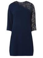 Dorothy Perkins Navy Asymmetric Lace Sleeve Shift Dress