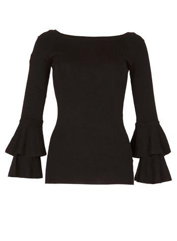 Dorothy Perkins *izabel London Black Bardot Frill Knitted Jumper