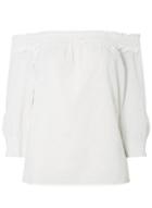 Dorothy Perkins Ivory Shirred Frill Bardot Cotton Top