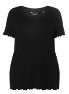 Dorothy Perkins *dp Curve Black Ruffle Trim T-shirt