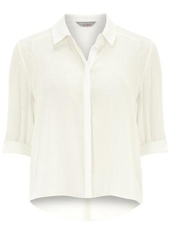 Dorothy Perkins Petite Ivory Roll Sleeve Shirt