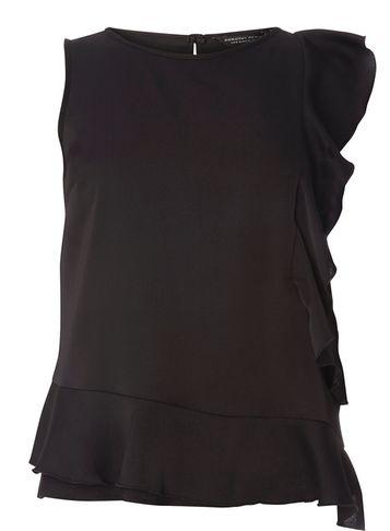 Dorothy Perkins Black Satin Ruffle Sleeveless Top