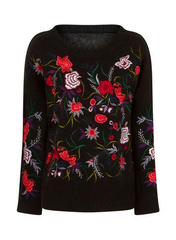 Dorothy Perkins *girls On Film Black Embroidered Jumper