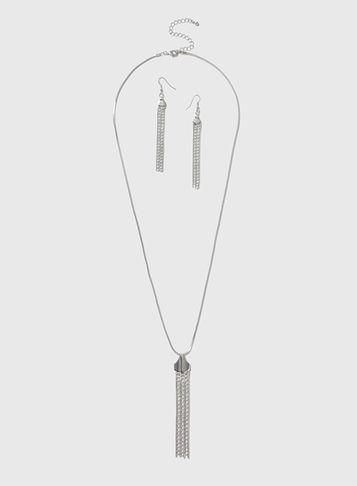 Dorothy Perkins Silver Earring And Necklace Set