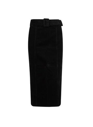 Dorothy Perkins *tall Black Corduroy Belted Midi Skirt