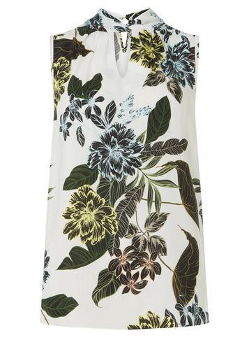 Dorothy Perkins *tall Ivory Tropical Print 'hannah' Top