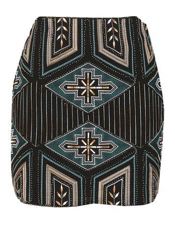 Dorothy Perkins *tenki Green Beaded Party Skirt