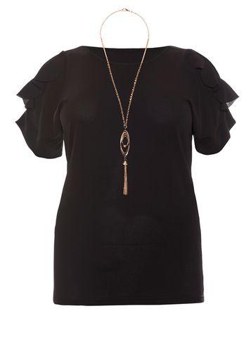 Dorothy Perkins *quiz Curve Black Necklace Top