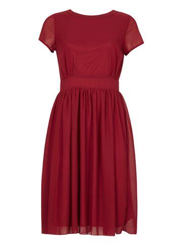 Dorothy Perkins *tenki Maroon Plain Midi Skater Dress