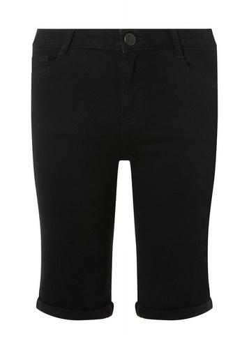 Dorothy Perkins Black Denim Shaping Knee Shorts