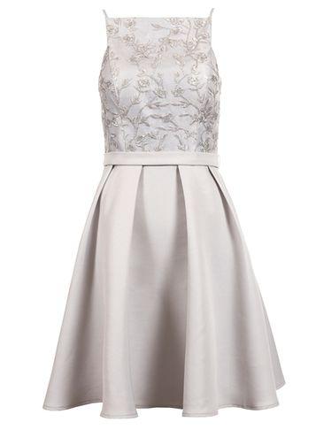 Dorothy Perkins *quiz Silver Sequin High-neck Skater Dress
