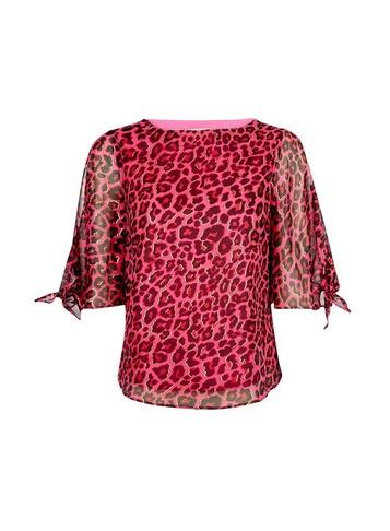 *billie & Blossom Petite Pink Leopard Print Tie Sleeve Top