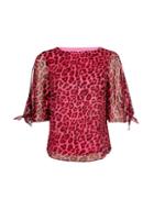 *billie & Blossom Petite Pink Leopard Print Tie Sleeve Top